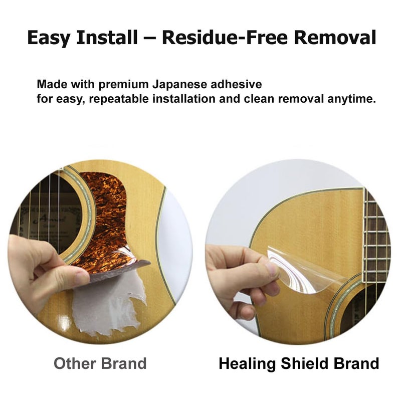 Healing Shield Premium Acoustic Guitar Pickguard Pick Guard, Transparent Self-Adhesive, Scratch Resistant Protection Coating, Anti-Dust, Anti-Fingerprint, Made in South Korea, Clear Matte, Style Type - Image 3